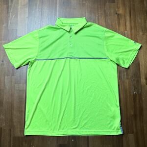 Slazenger Polo Shirt Mens XL Neon Green Golf Performance Moisture Wicking Mesh